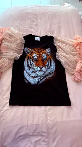 Black top - tiger print & frilly arms - from Tokyo