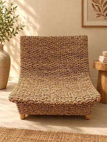 Handwoven Seagrass Lounge Chair - Natural Low Profile Accent Seat