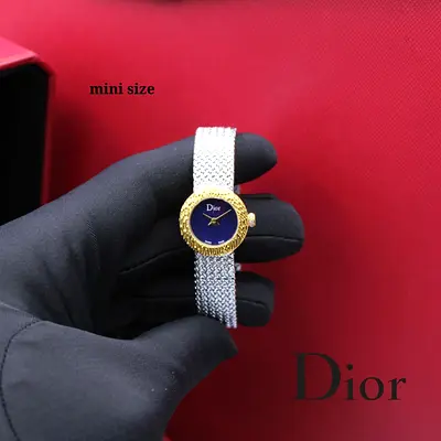 Dior mini gold-tone ladies wristwatch with black dial