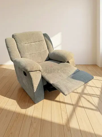 Free delivery Comfortable single-seater fabric reclining armchair (grey-beige) - good condition