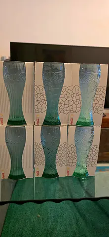 Set of 6 McDonalds Coca-Cola Limited Edition 2013 Green Glasses