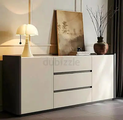 Modern chest drawer console storage cabinet - 3 drawers, 2 doors