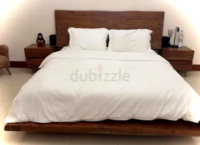 High Quality Marina Home solid wood Bed with two side tables without mattresses