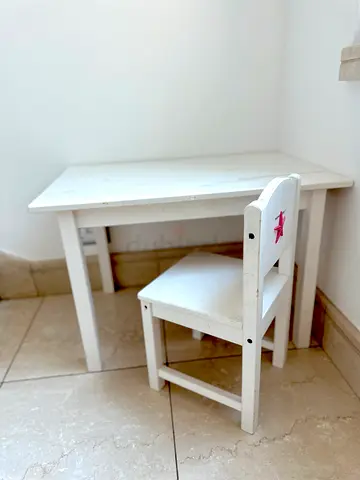 SUNDVIK Ikea White Kids Table and Chair Set - Wooden Children's Furniture