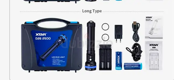 XTAR D26 2500 LED Dive Flashlight Kit with Charger and Batteries