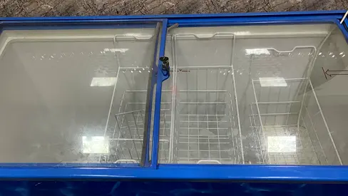 Used Commercial Glass-Top Chest Freezer - Double Sliding Lids