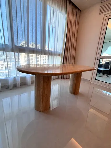 Natural Travertine dining table - seats 6