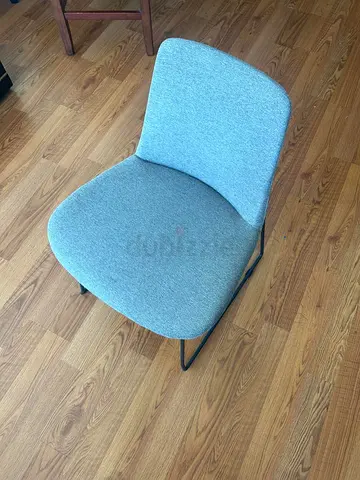 Grey Upholstered Side Chair, Black Metal Legs