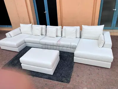 Marina Home U Shape Sofa Beige-Color with footstool