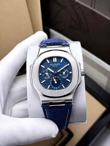Patek Philippe Nautilus-style Blue Dial Men's Master Quality Watch with Moonphase