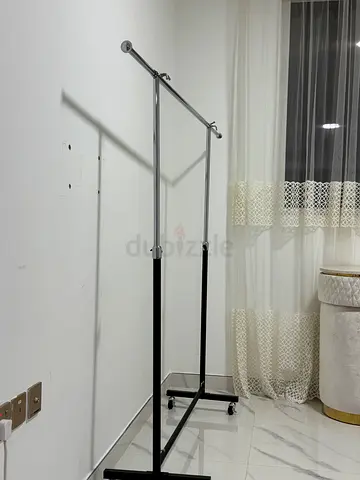 Adjustable Rolling Garment Rack / Clothes Rail - Metal, Good Condition