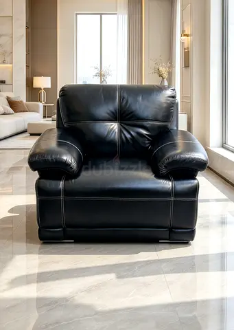 Large Black Leather Armchair — Comfortable Single Seater