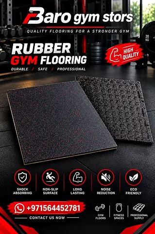 Baro Gym Stores Rubber Gym Flooring Tiles - Shock Absorbing, Non-Slip