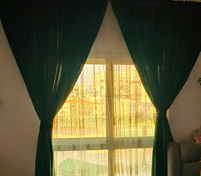 Set of 4 Green Velvet Curtains - 135 x 260 cm, Used 2 Months