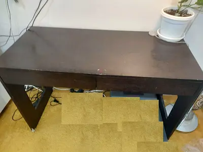 Dark Wood Study/Console Table with Drawers - Used