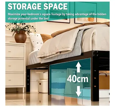 Queen Size Metal Bed Frame with 40cm Underbed Storage (in box)