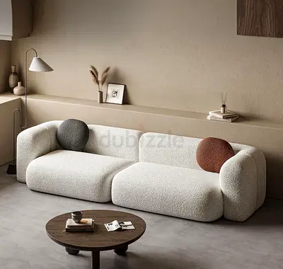 New Customise Modern 3-Seater Bouclé Sofa — Comfortable Curved Design