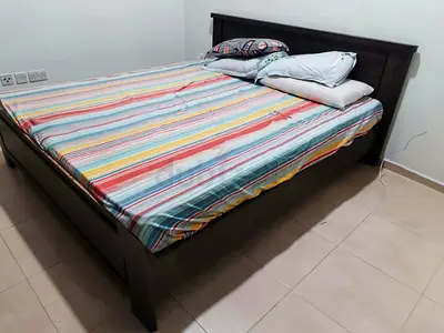 Solid Wood King Bed - Dark Brown