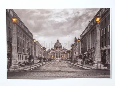 Sepia Cityscape Wall Art Print Canvas - no frame (30x45 cm.)