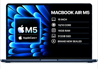 MACBOOK AIR M5 15-INCH | 16GB RAM | 512GB SSD | APPLECARE+