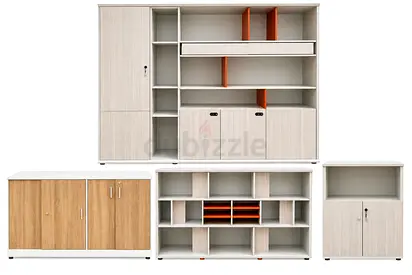 4-Piece Modern Office Storage Cabinet Set – Shelves & Lockable Cabinets | Used