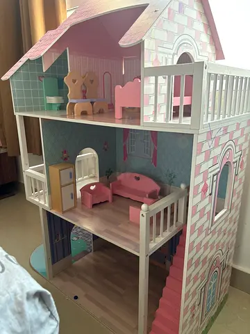 Home centre Large Wooden Pink Dollhouse with Furniture - Good Condition