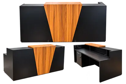 IKEA Modern Reception Desk – Black & Wood Finish | Stylish Office Counter
