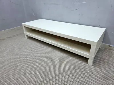 Low white TV unit / media table with open shelf