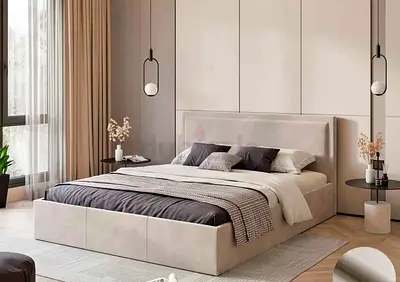New Upholstered King Size Bed Frame with Headboard - Light Beige