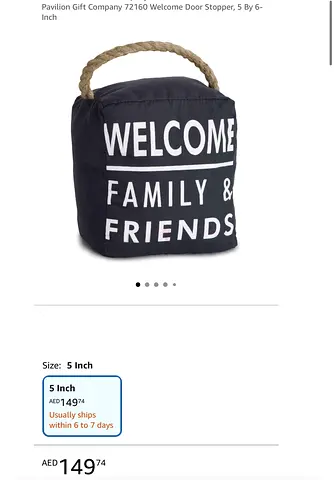 Fabric Door Stopper with Rope Handle — 'Welcome Family & Friends' (5 inch)