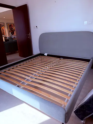 IKEA upholstered bed frame with slatted base and headboard king size
