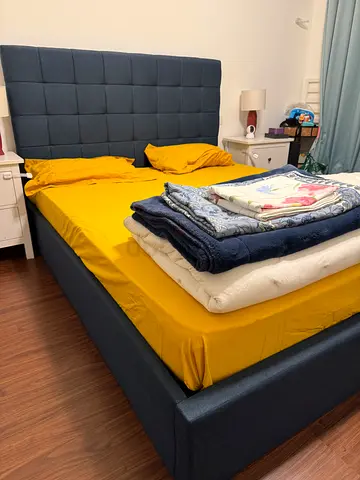 Beautiful blue hydraulic storage bed with mattress