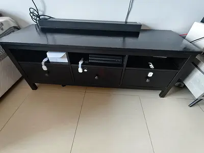 Black wooden IKEA TV console / entertainment unit - good condition