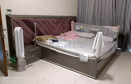 Super king storage bed with bedside tables, mattress and dressing table