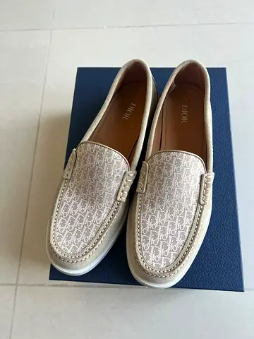 Dior Mens's Beige Monogram Loafers - Size 43