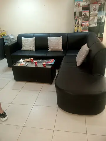 L sofa with table