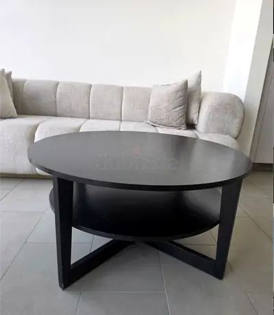Black Oval Coffee Table with Lower Shelf SIZE 90x45cm