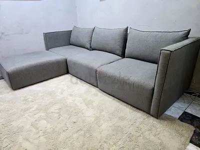 Grey 3-Seater L-Shaped Sofa with Chaise - Good Condition