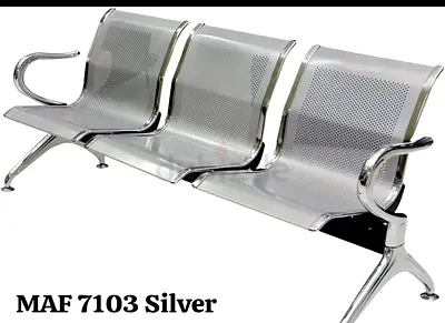 3-Seater Metal Waiting Room Bench - Silver