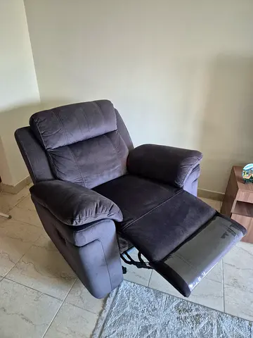 Grey Fabric Recliner Armchair