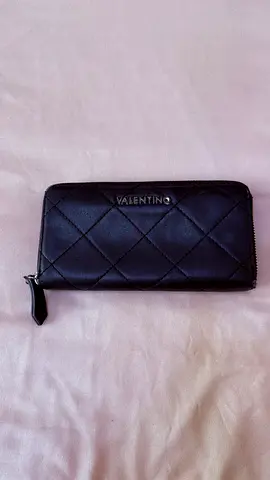 Authentic Valentino black quilted zip-around wallet