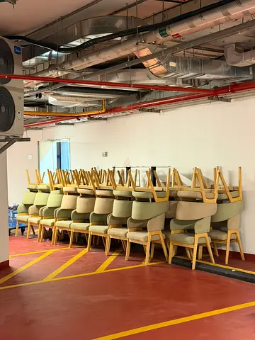 Set of 50 Modern Upholstered Dining Chairs with Wooden Legs