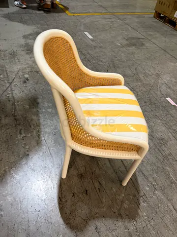 Beige Rattan Accent Chair with Cushioned Seat — New