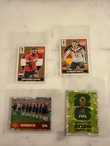 Set of 4 FIFA World Cup & Player Football Trading Cards - Germany, Salah, Others