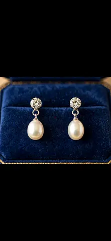 Classic Pearl Drop Earrings with Crystal Studs