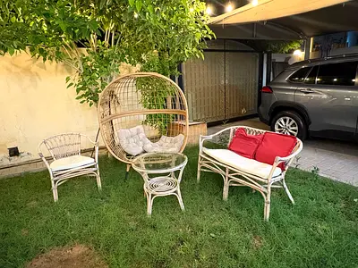 Rattan Garden Seating Set - 2 seater Sofa, 1 Chair & Glass Table