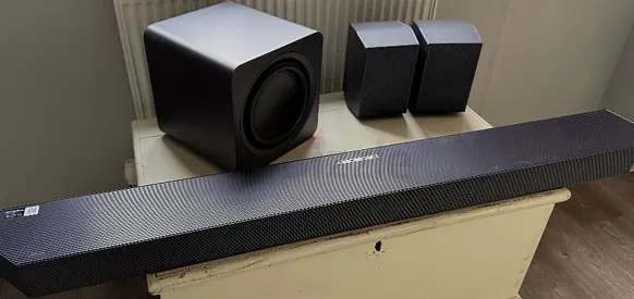 Samsung HW-Q990F flagship 11.1.4-channel wireless Dolby Atmos soundbar system released as part of Sa