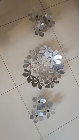 Set of 3 Metal Floral Wall Decor Panels - Silver Finish
