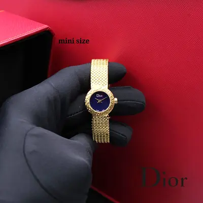 Dior mini gold-tone ladies wristwatch with blue dial