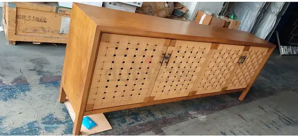Solid Wood Sideboard / TV Console with Woven Front Panels